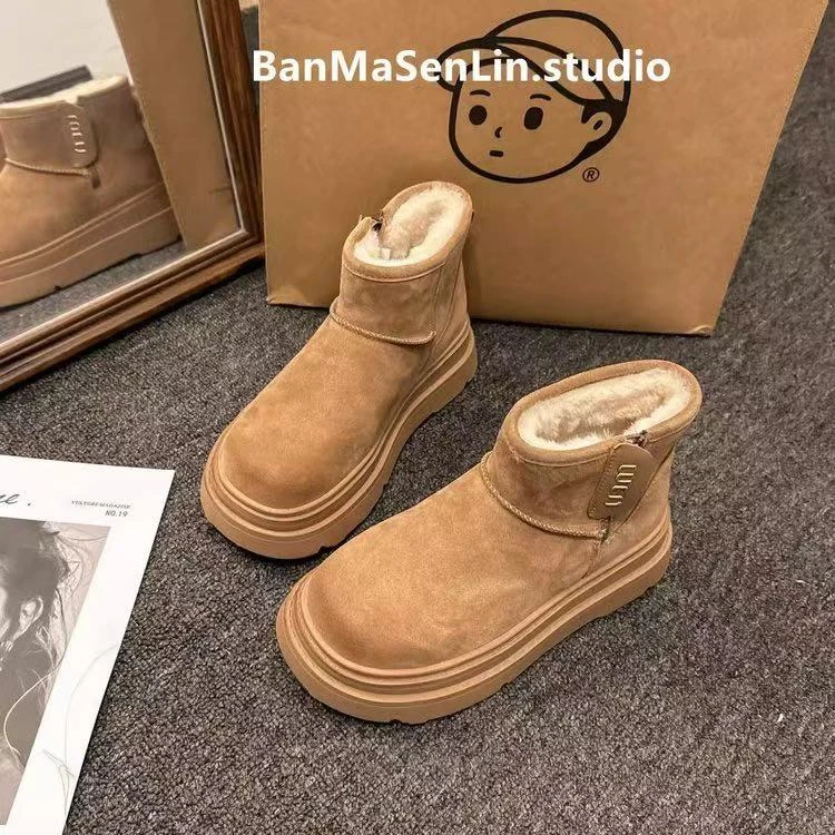 2025保暖时尚雪地靴短筒加厚雪地靴百搭棉鞋韩版厚底秋冬女鞋8801