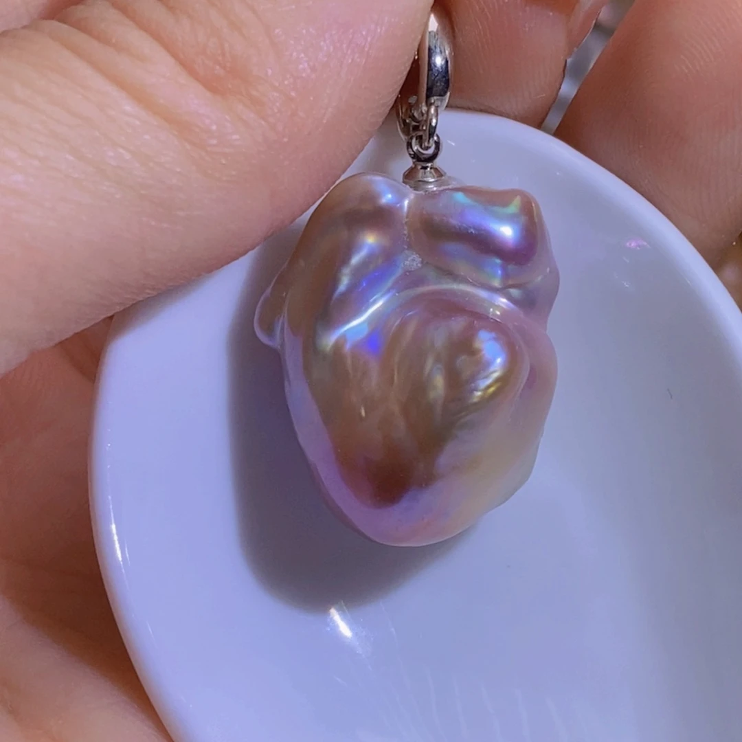 银S925镶嵌淡水珍珠天然淡水珍珠