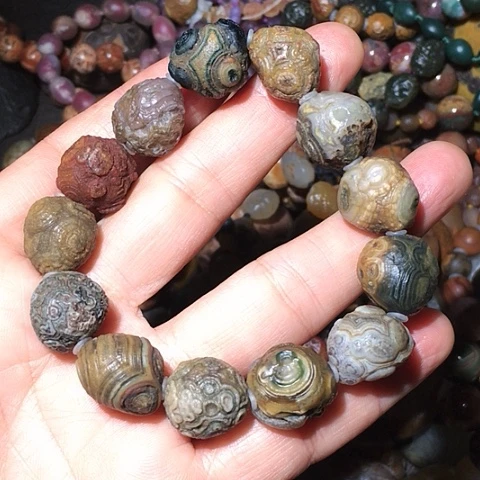 石材天然眼睛石原石手链