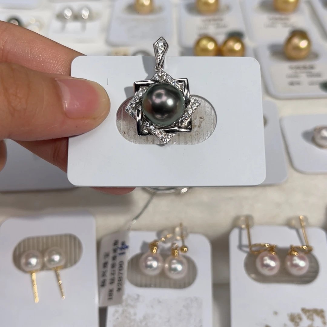 大溪地海水珍珠银S925镶嵌10-11mm