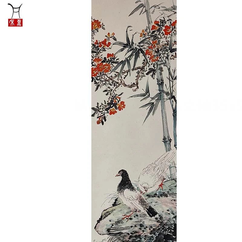 M1017双鸽立轴35x94/2.9平尺