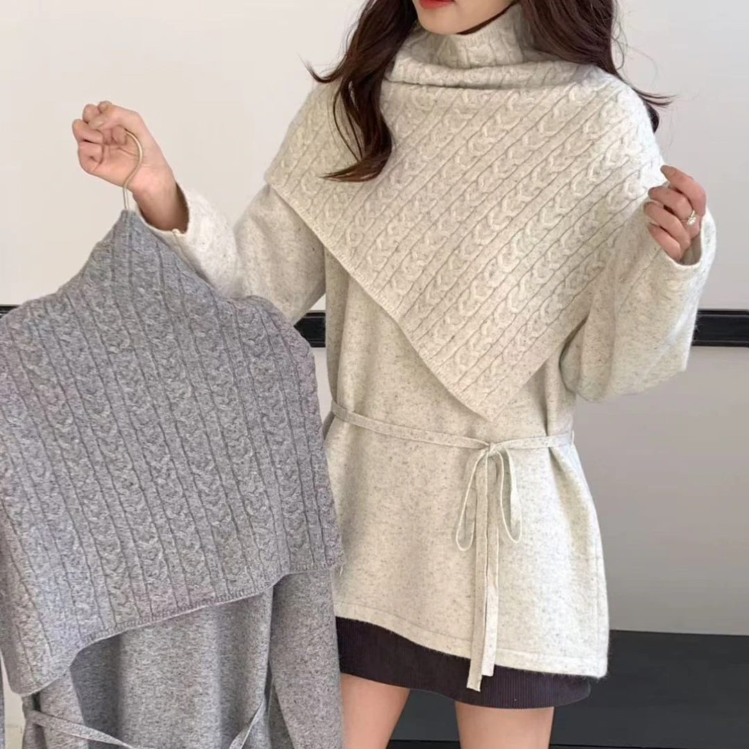 欣织遇气质老钱风巨好看高级感斗篷披肩毛衣女秋冬针织上衣两件套