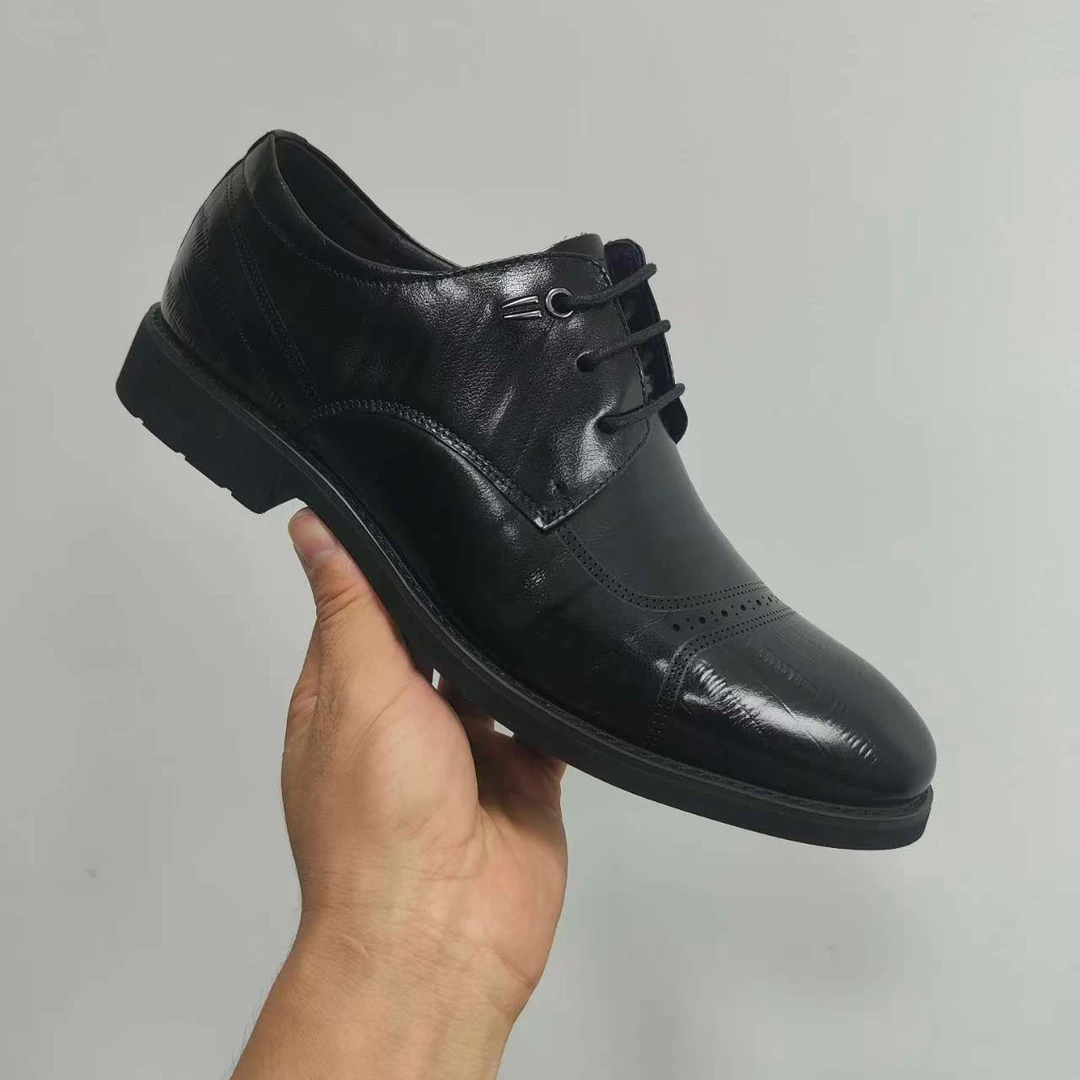 1 透气休闲皮鞋皮鞋尖头牛津鞋休闲系带纯色英伦风