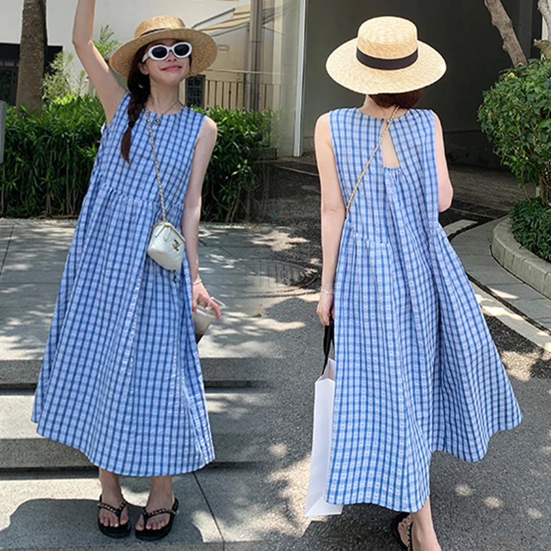 夏装新款大码女装中国风可甜可盐法式宽松背心连衣裙M-4XL200斤