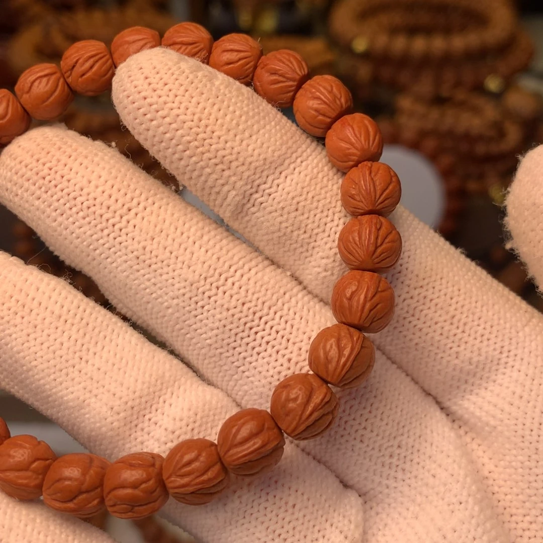 二***基桃核手串秦岭龙纹