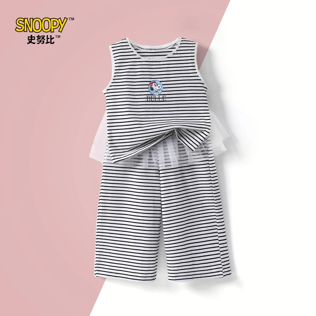 Snoopy/史努比夏季女童套装休闲儿童背心2件套时尚无袖女宝童装