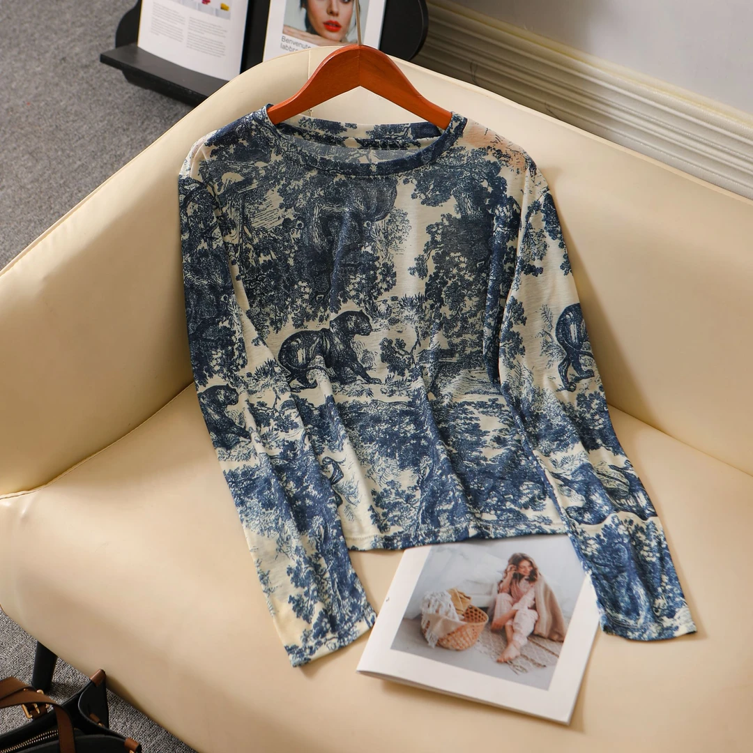 YOYO GALI/由由加莉轻奢印花天丝莱赛尔长袖设计感时尚百搭女850