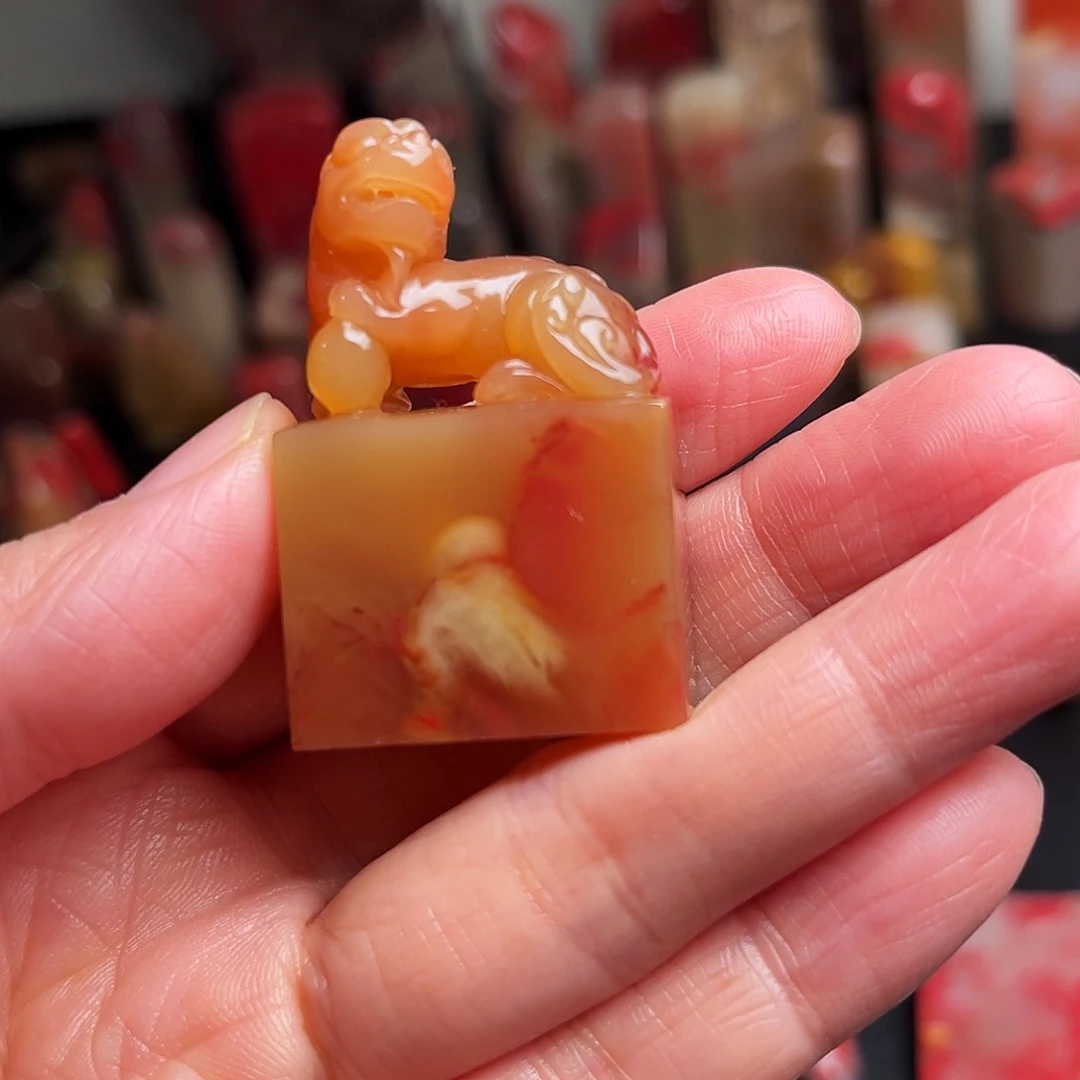 印石巴林石鸡血石扁章