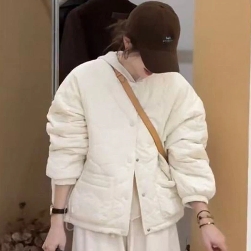 时尚休闲百搭舒适保暖菱格短款云朵棉服外套女2025秋冬新款小棉衣