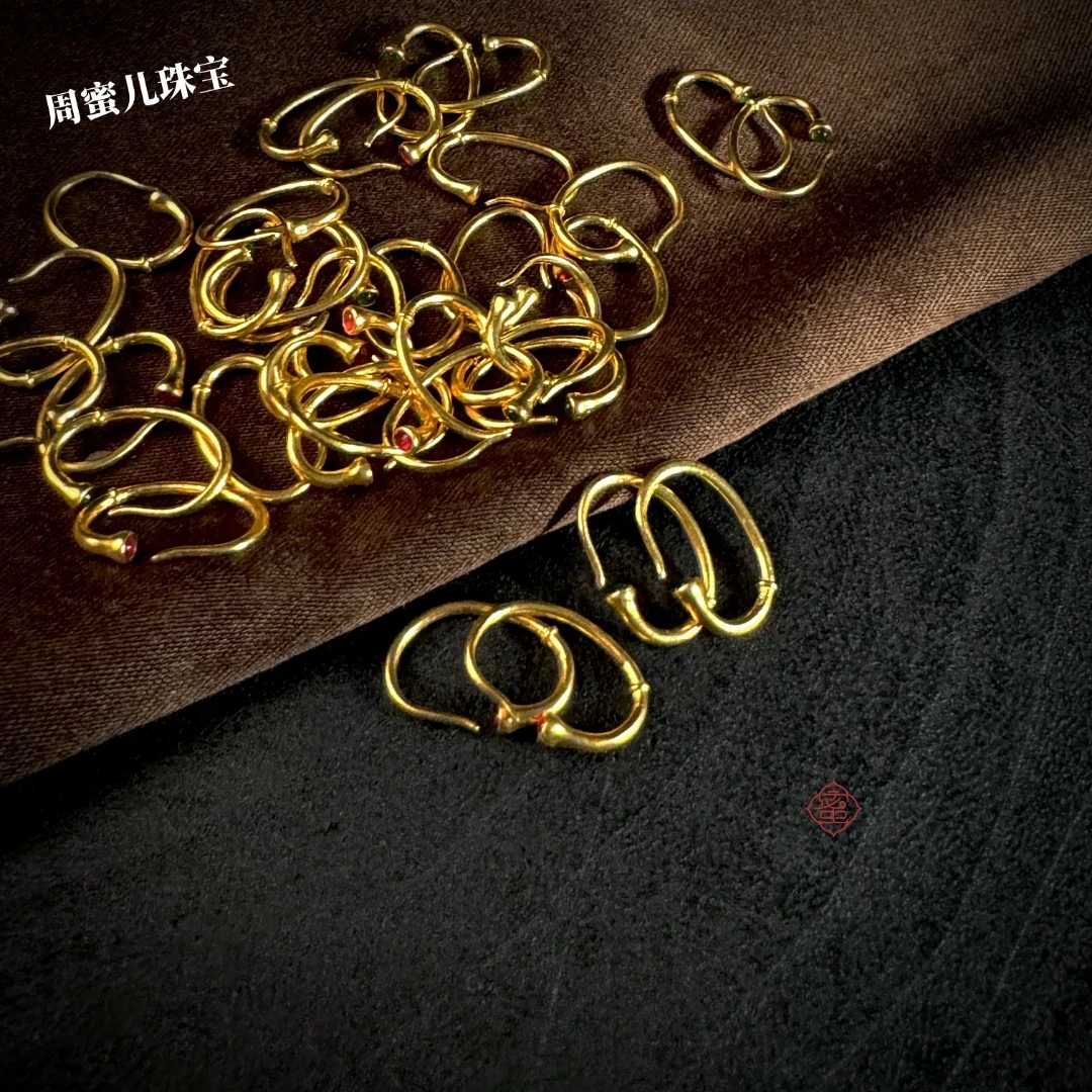 【周蜜儿】翠云耳勾 非遗古法黄金 足金999  耳钉