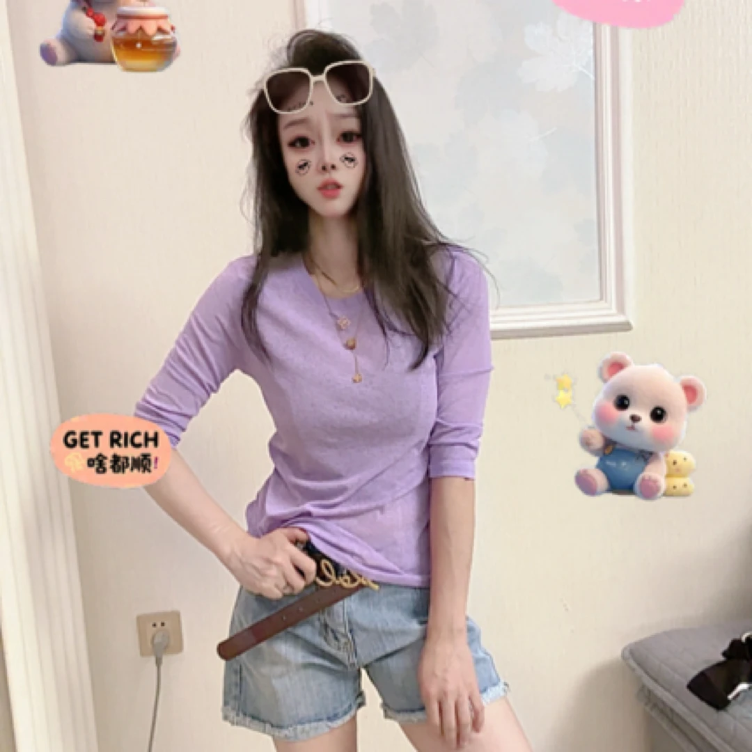 Oversize风染色防晒纯色T恤