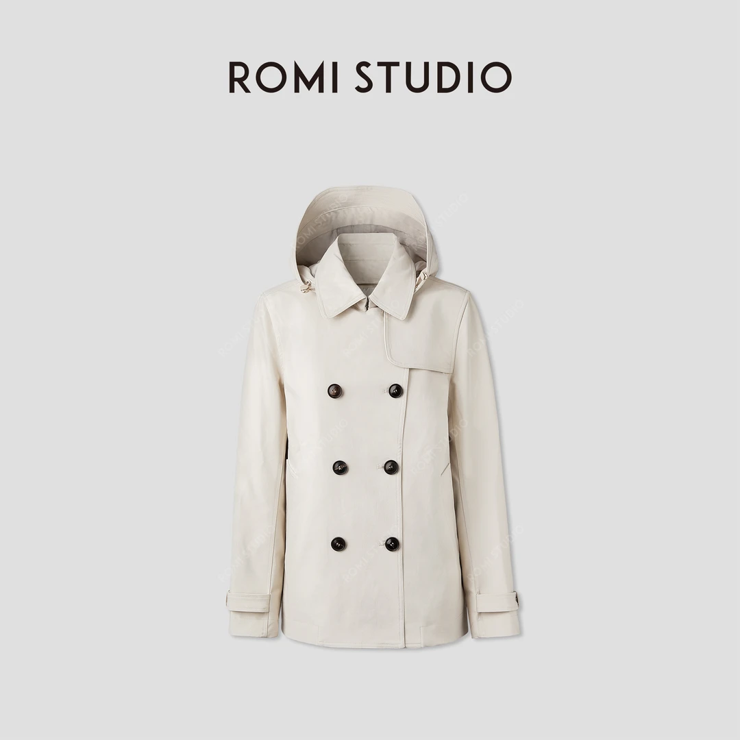 ROMI STUDIO波兰科鲁达95白鹅绒/可拆卸保暖风衣羽绒服RWCWW65796