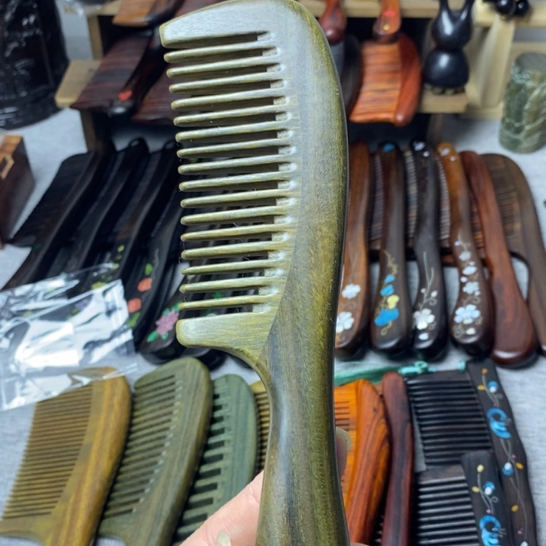 心***你维腊木（绿檀）微瑕中齿梳子不退不换