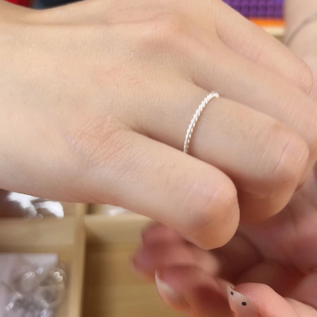 925银s925银麻花戒指开口