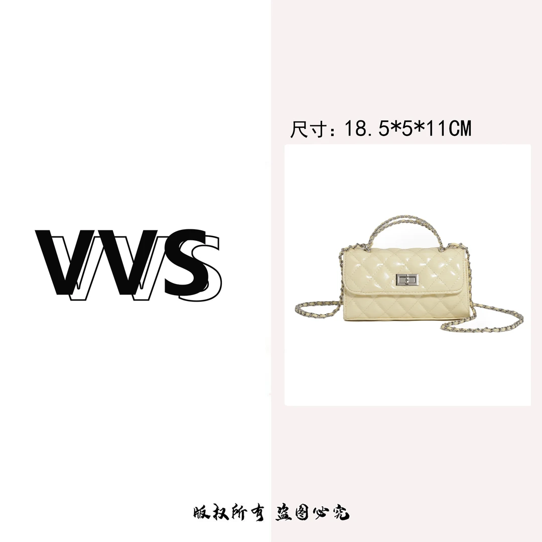 【VV专属】新款小众设计风菱格链条手提斜挎小方包DXL-621-3黄色