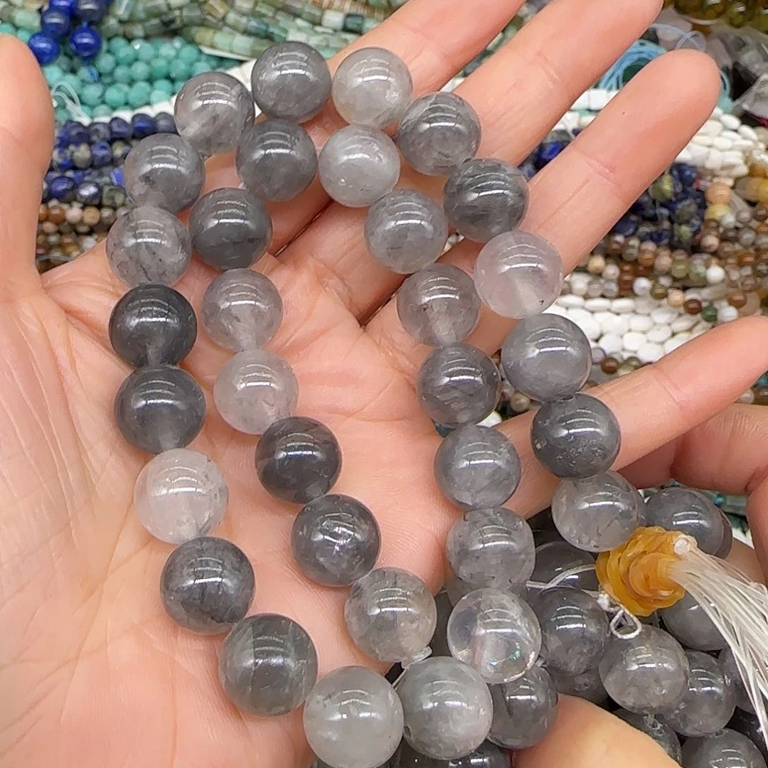 玛瑙/玉髓合金珠宝半成品云水晶12mm一条