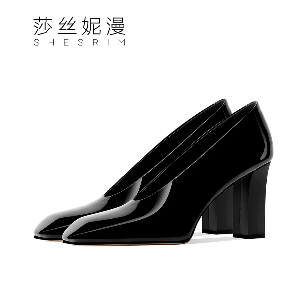 138-不累脚高跟鞋女方头2025春新款时尚百搭粗跟浅口单鞋平替好物