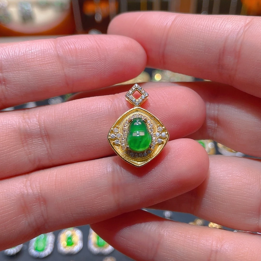 翡翠银S925镶嵌吊坠(不含链)