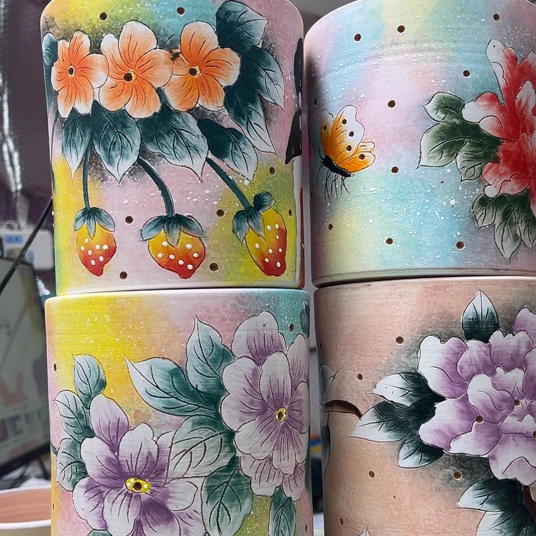 红陶一***，景德镇手工收费多肉花盆