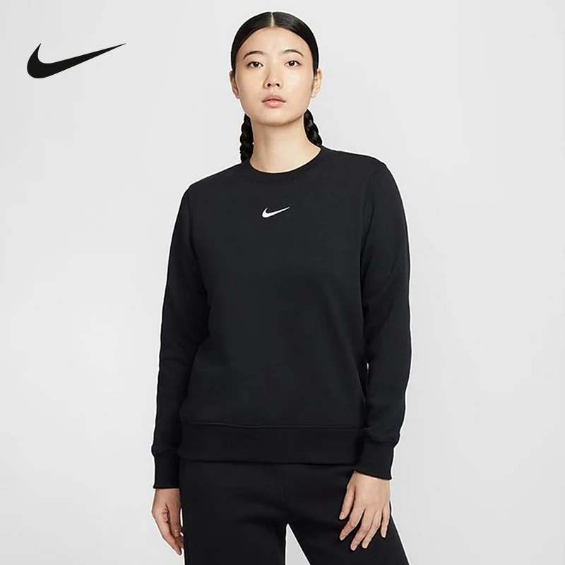 NIKE耐克女卫衣新款刺绣小勾宽松圆领运动套头衫DQ5752-010