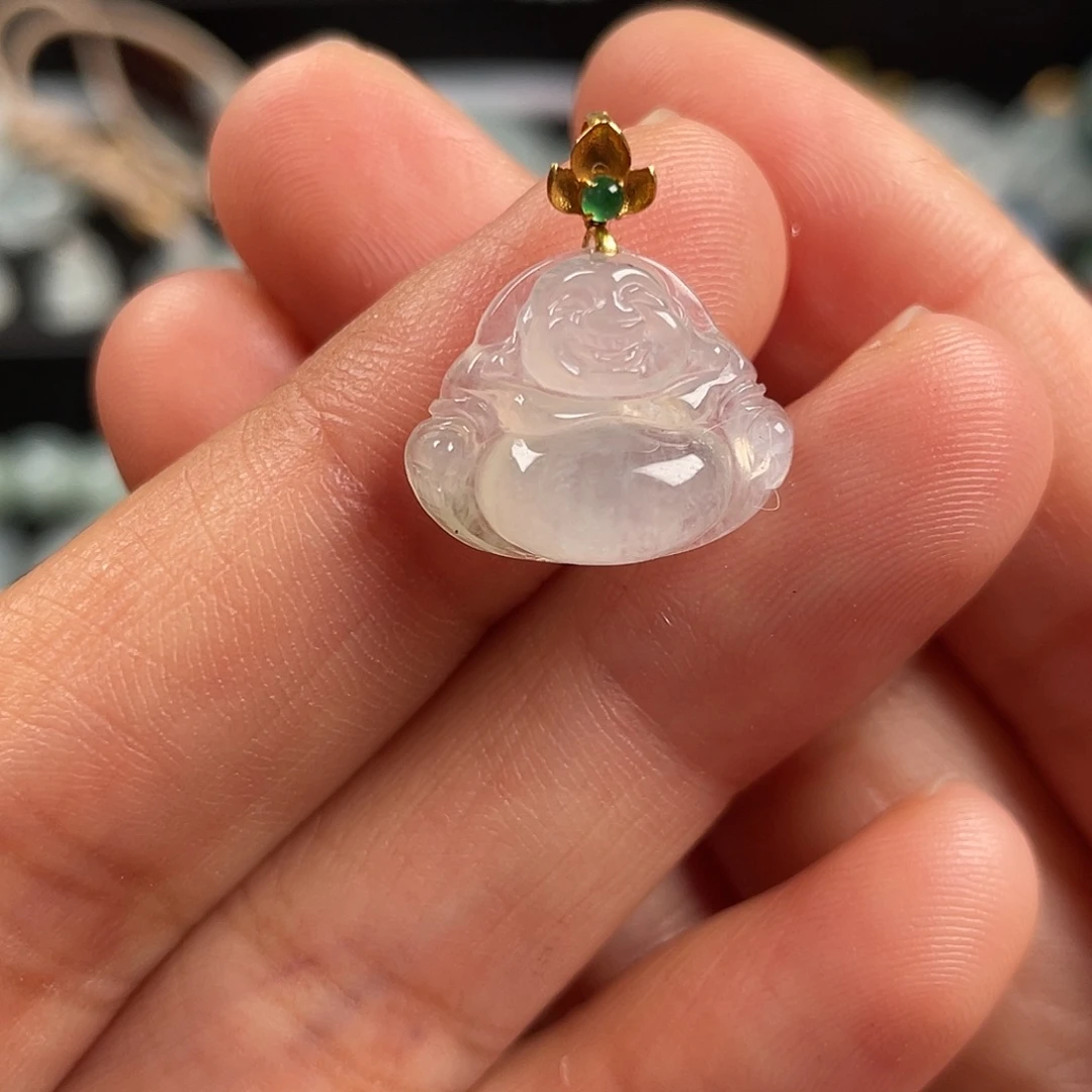 翡翠18K金镶嵌吊坠(不含链)