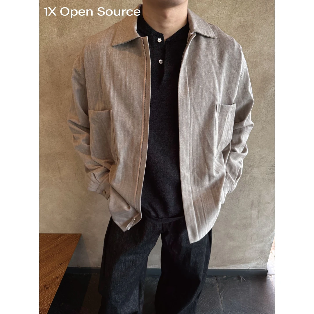 1X Open Source/定纺澳洲绵羊毛 極简TR风休闲拉链外套长袖夹克男