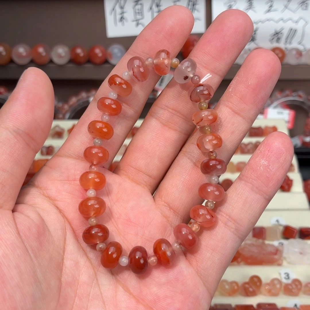 南红玛瑙未镶嵌川料算盘珠9*6