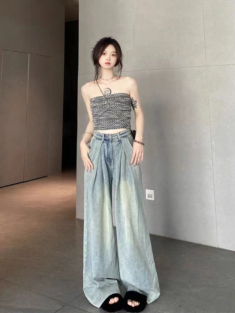 【方】【梅梅】新款显瘦直筒宽松垂感牛仔裤