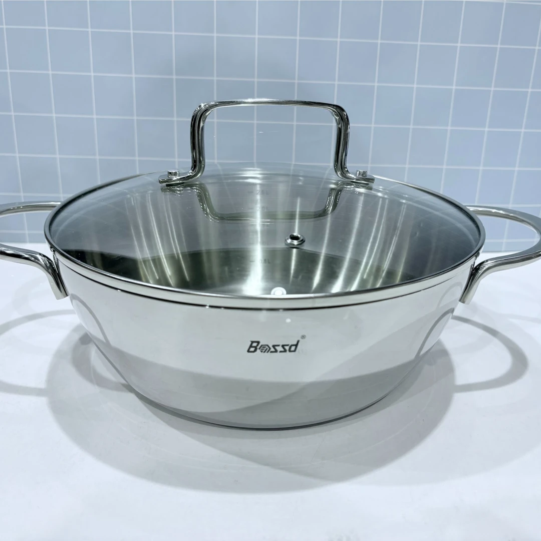 博世德24cm汤锅18/10不锈钢汤锅小炒锅小火锅宝宝辅食锅干锅锅