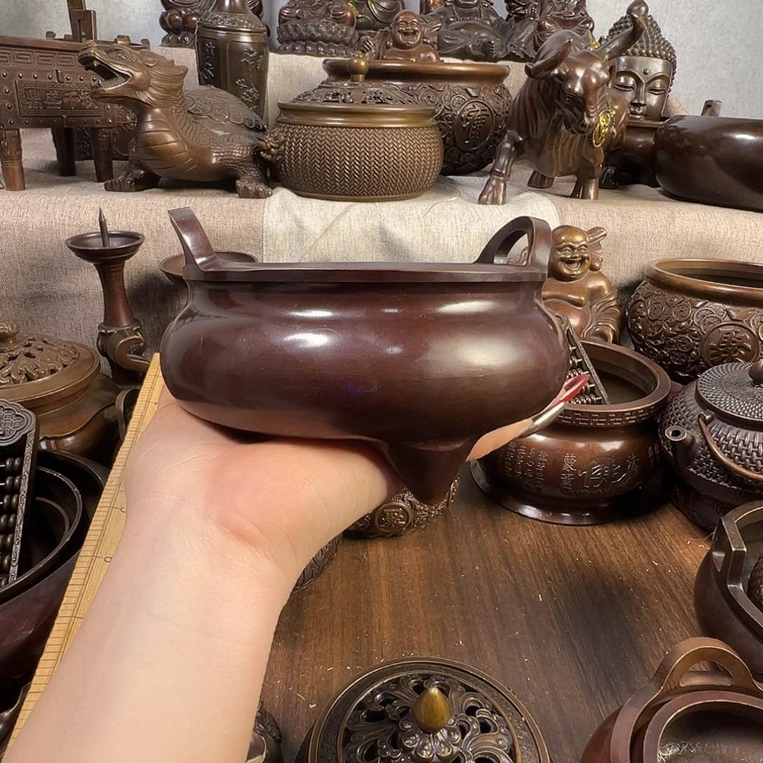 毒*子纯铜工艺12口径巧儿供香炉