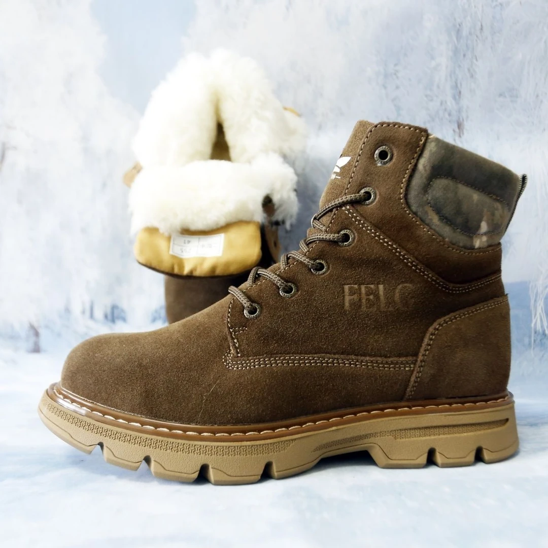 冬季雪地靴皮毛一体东北加厚保暖棉鞋男防水羊毛靴男士拉链防寒靴