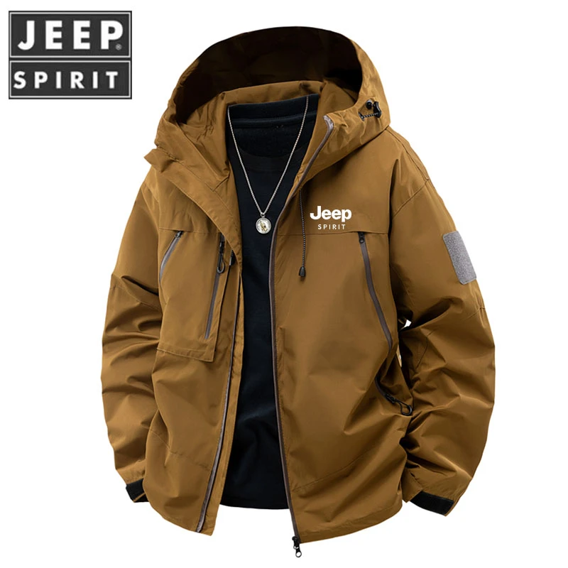 JEEPSPIRIT/吉普工装夹克男款春季潮牌宽松百搭连帽上衣休闲外套