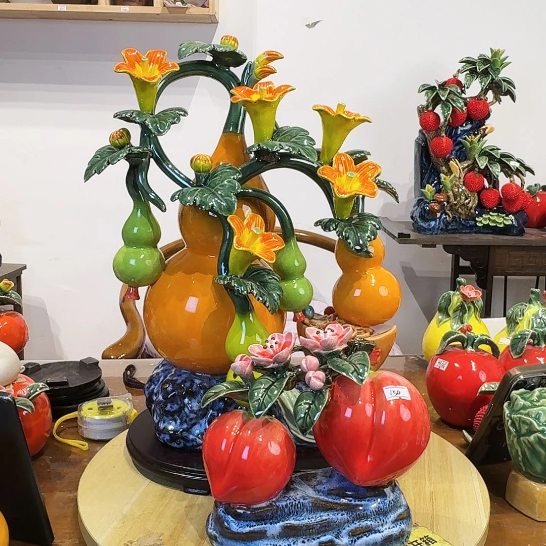 陶瓷五福临门葫芦560，双寿桃