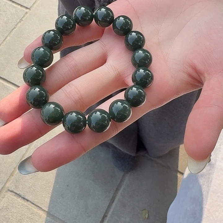 和田玉未镶嵌颈饰圆珠手串12+