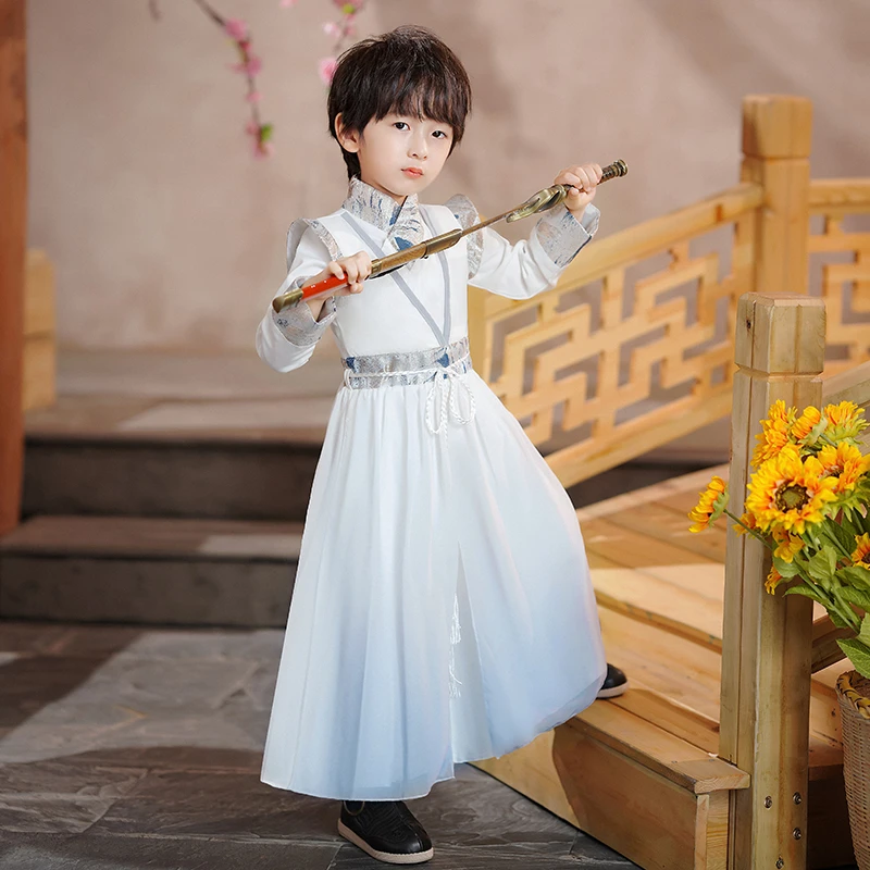 男童中国风唐装古装剑客儿童汉服演出服小男孩帅气侠客国学武侠服