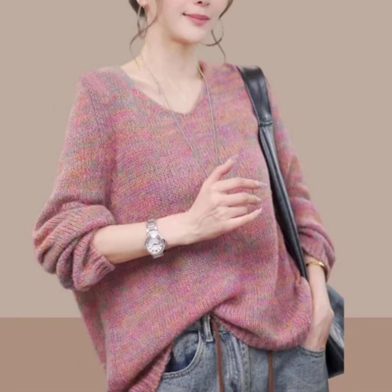 春色满园~幻彩特种纱！早春欧若风气质百搭显白针织衫长袖女8202