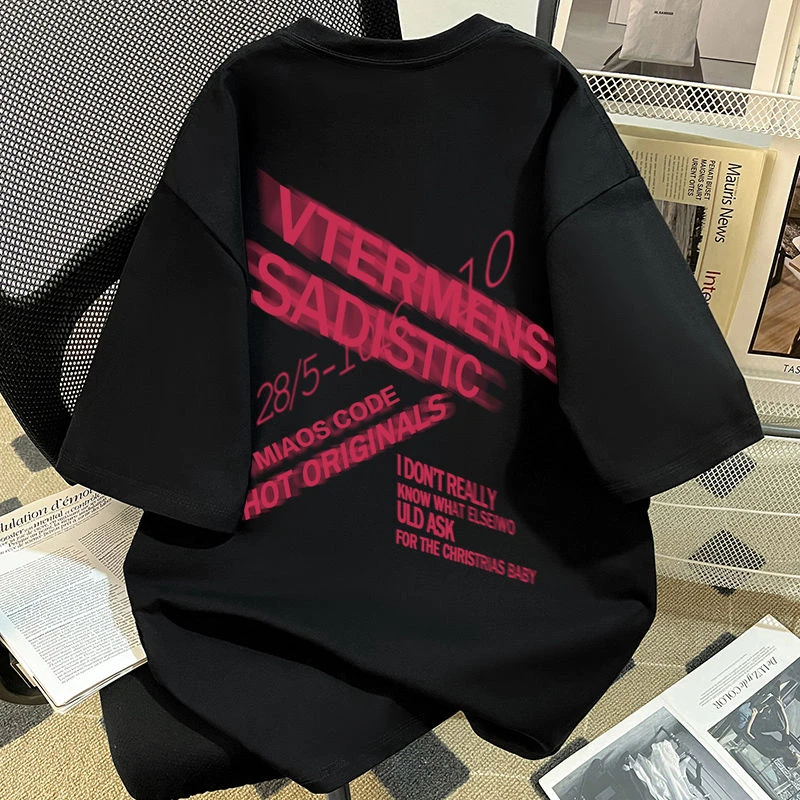 美式复古oversize宽松重磅纯棉短袖t恤男女夏季ins潮牌情侣体恤衫