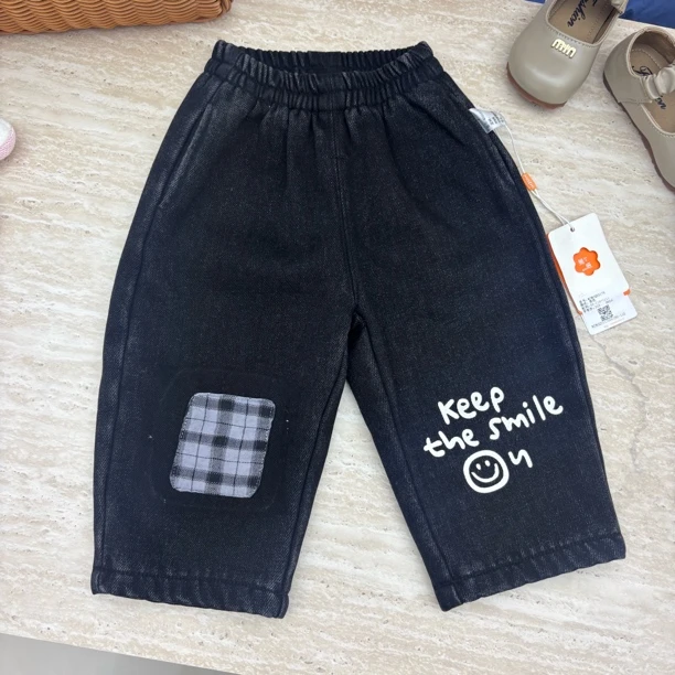 55176-MZ格子贴布牛仔裤