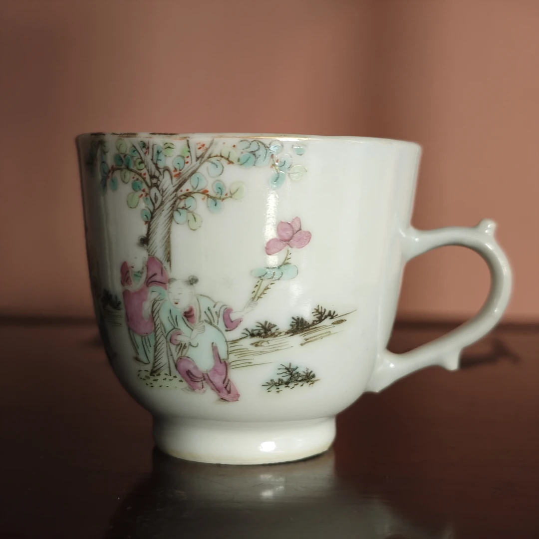 粉彩三娘教子茶杯古陶瓷GS-1213