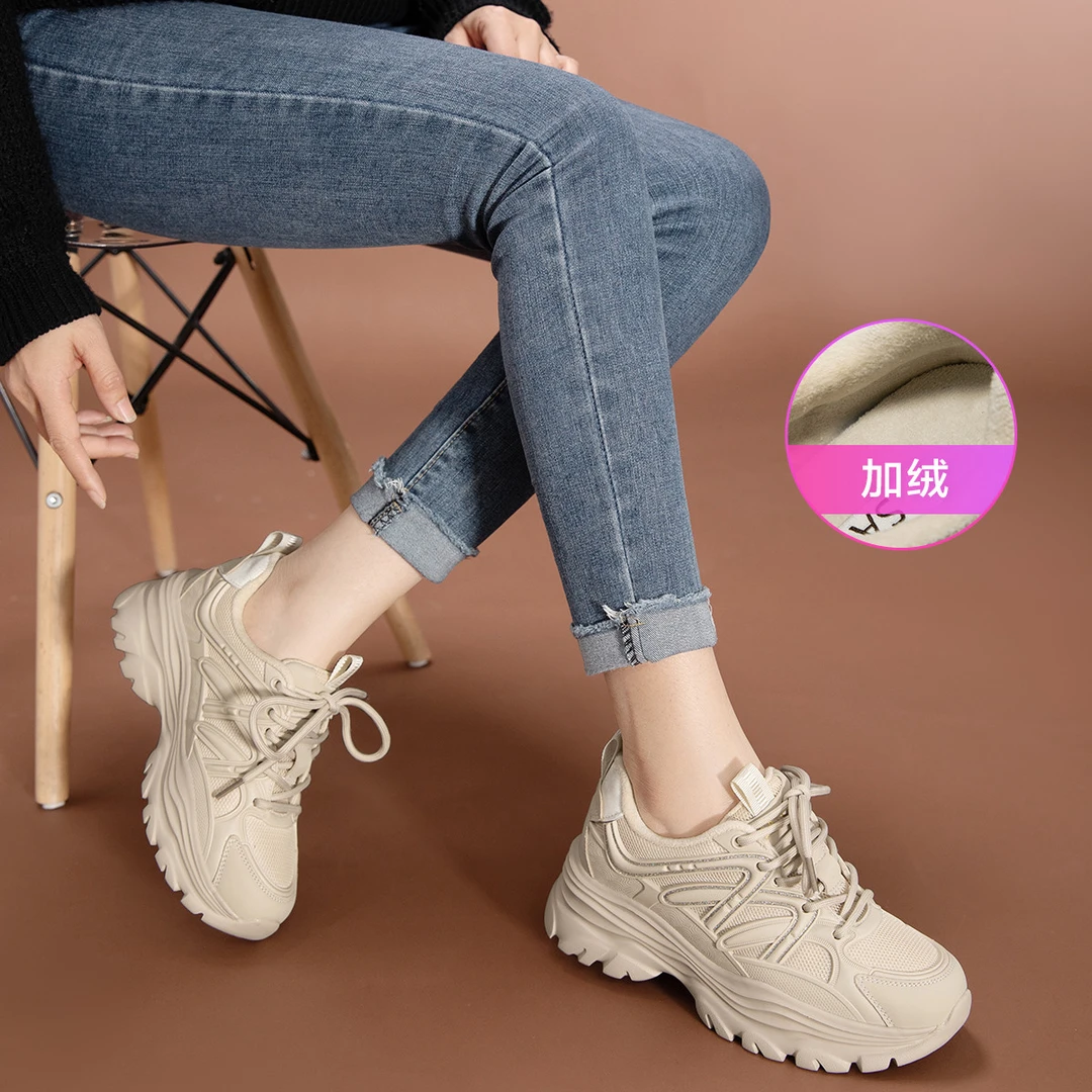 沙驰【绒里/单里可选】6CM轻盈老爹鞋时尚运动鞋休闲旅游鞋女鞋