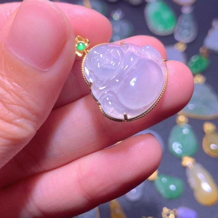 颈饰18K金镶嵌翡翠翡翠