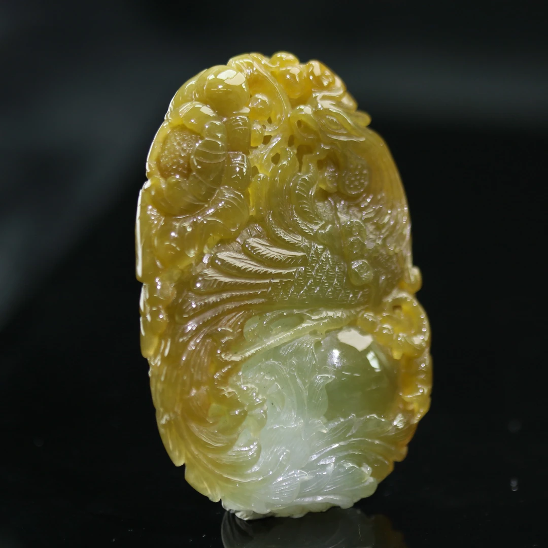 18天然缅甸翡翠A货冰黄凤凰牌/500493/上海嘉禾拍卖