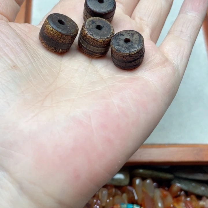 玛瑙/玉髓合金珠宝半成品2颗19m老玛瑙