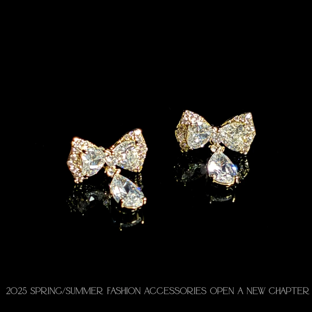 铜合金耳饰 镀k金 2025款C7264【蜜桃冰蝶结】Jeannie zoo 耳钉