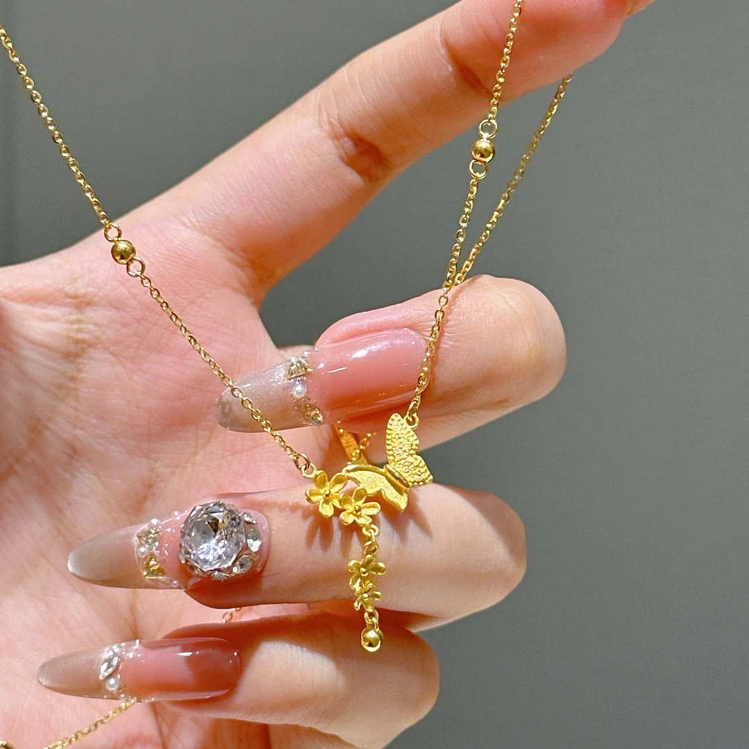 不支持七天无理由【莫奈花园黄金项链】足金999 多样性发一