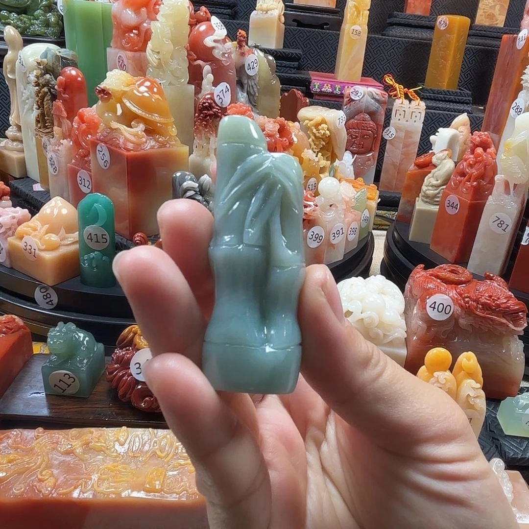 寿山石印石竹节椭圆