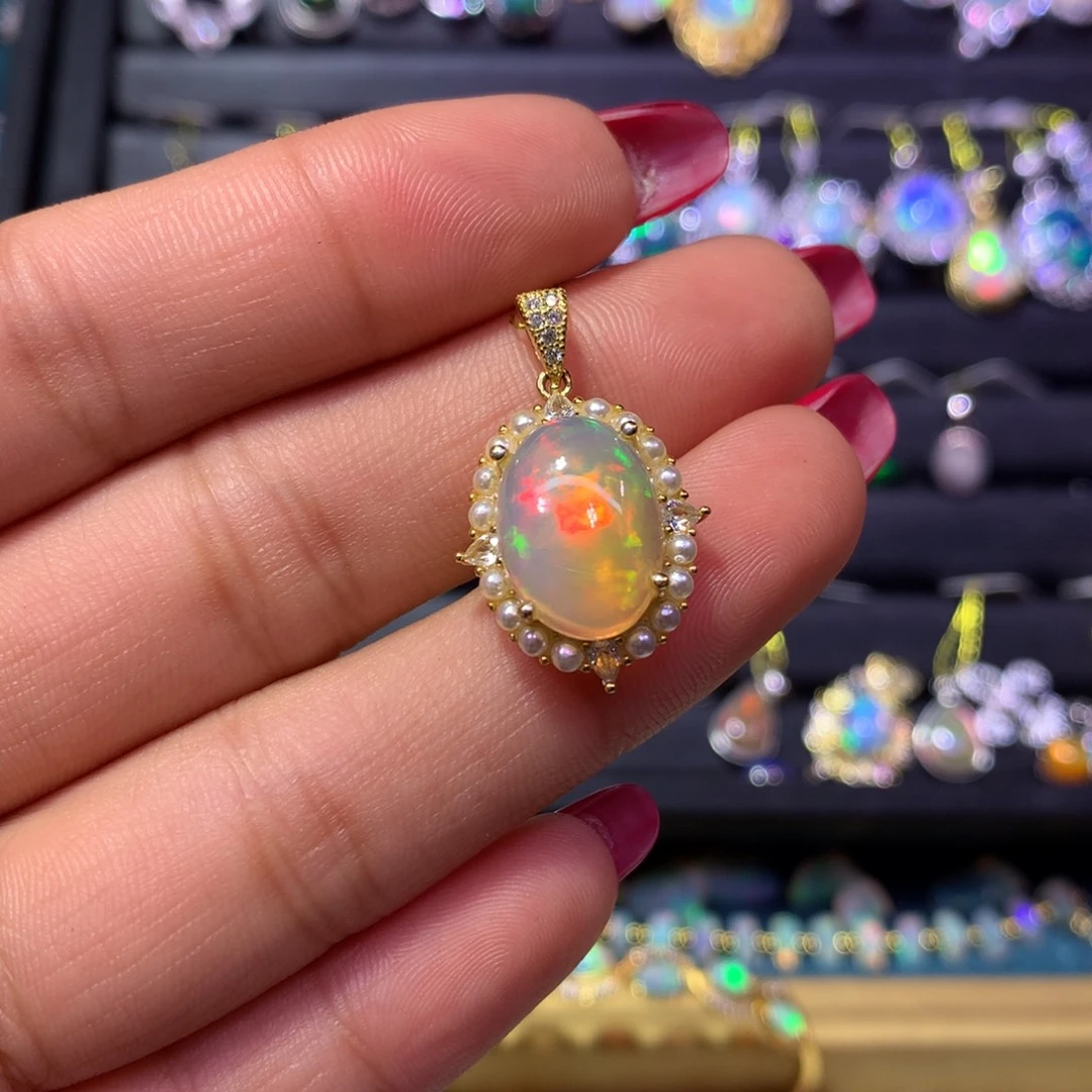 欧泊银S925镶嵌吊坠款