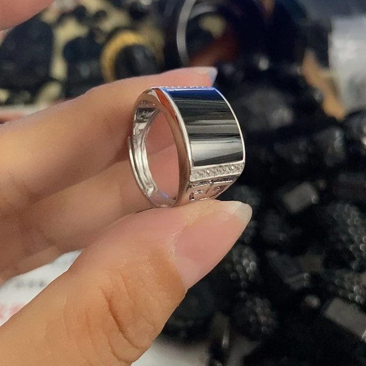 翡翠银S925镶嵌戒指墨翠