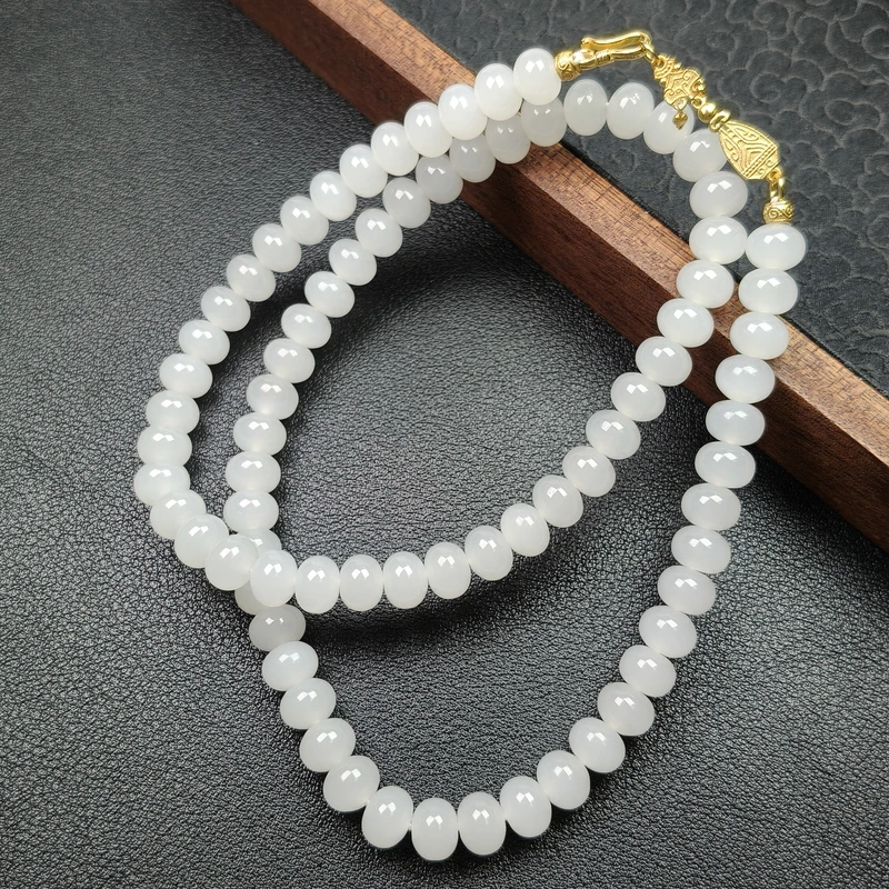 【非遗珍宝】和田白玉项链 约7*5mm（多样性发其一）