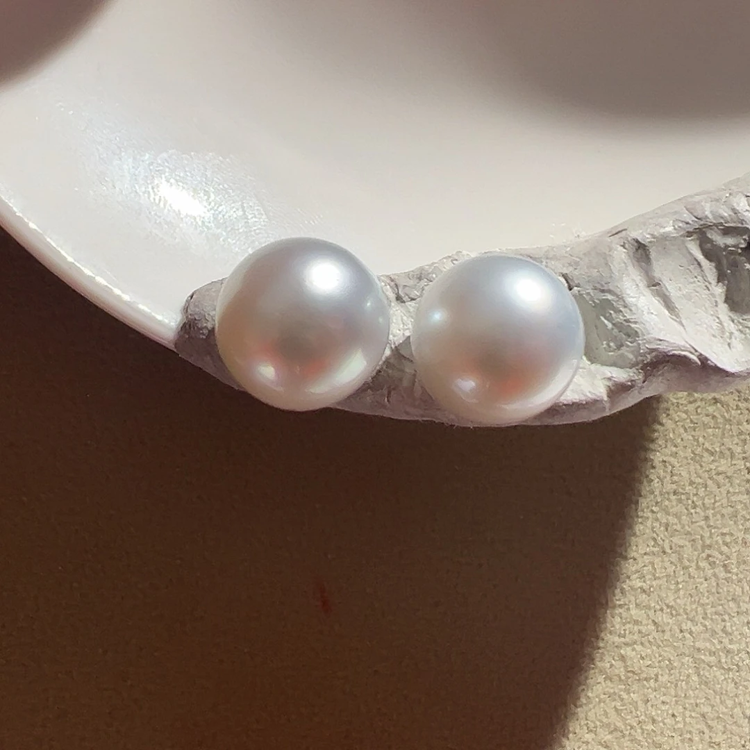 海水珍珠耳饰银S925镶嵌